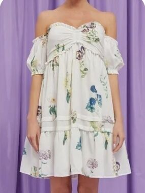 Lena White Floral Off-Shoulder Top